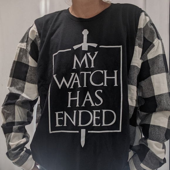 Game of Thrones Nights Watch OOAK Handmade Upcycled Reworked Flannel Top - Picture 3 of 5